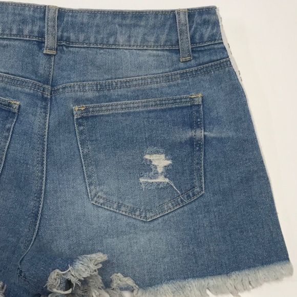 High-waist Denim Shorts Embellished Sides - Picture 9 of 11